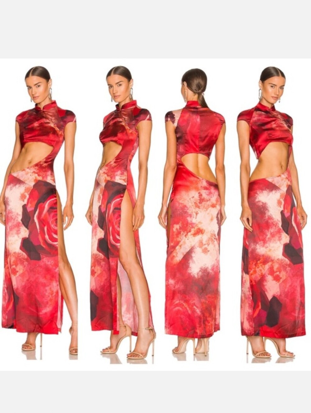 B3. NWT KIM SHUI CUT OUT QI PAO DRESS IN RED ROSE - Picture 2 of 8